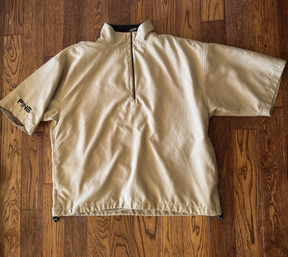 VTG PING Short Sleeve Golf Windbreaker 1/4 Zip Jacket Outdoors Men's M 90s Y2K